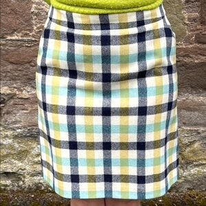 Boden British Tweed Plaid Wool Skirt Size US 8